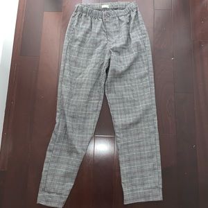 Plaid cotton pants with elastic waist band